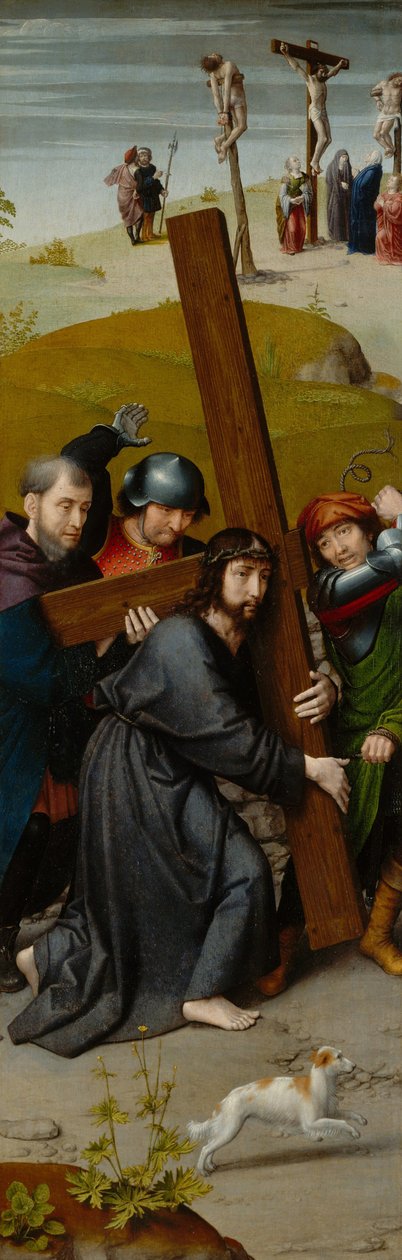 Kristus kantaa ristiä, ristiinnaulitseminen, n. 1510 (öljy tammilevylle) tekijältä Gerard David