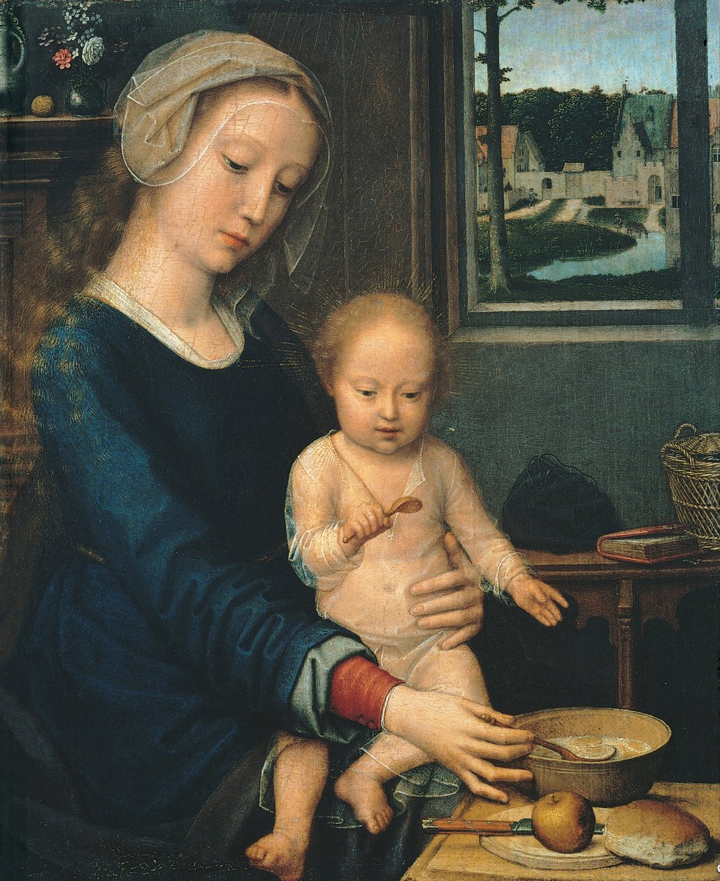 Madonna ja lapsi maitokeiton kanssa, 1510-1515 tekijältä Gerard David