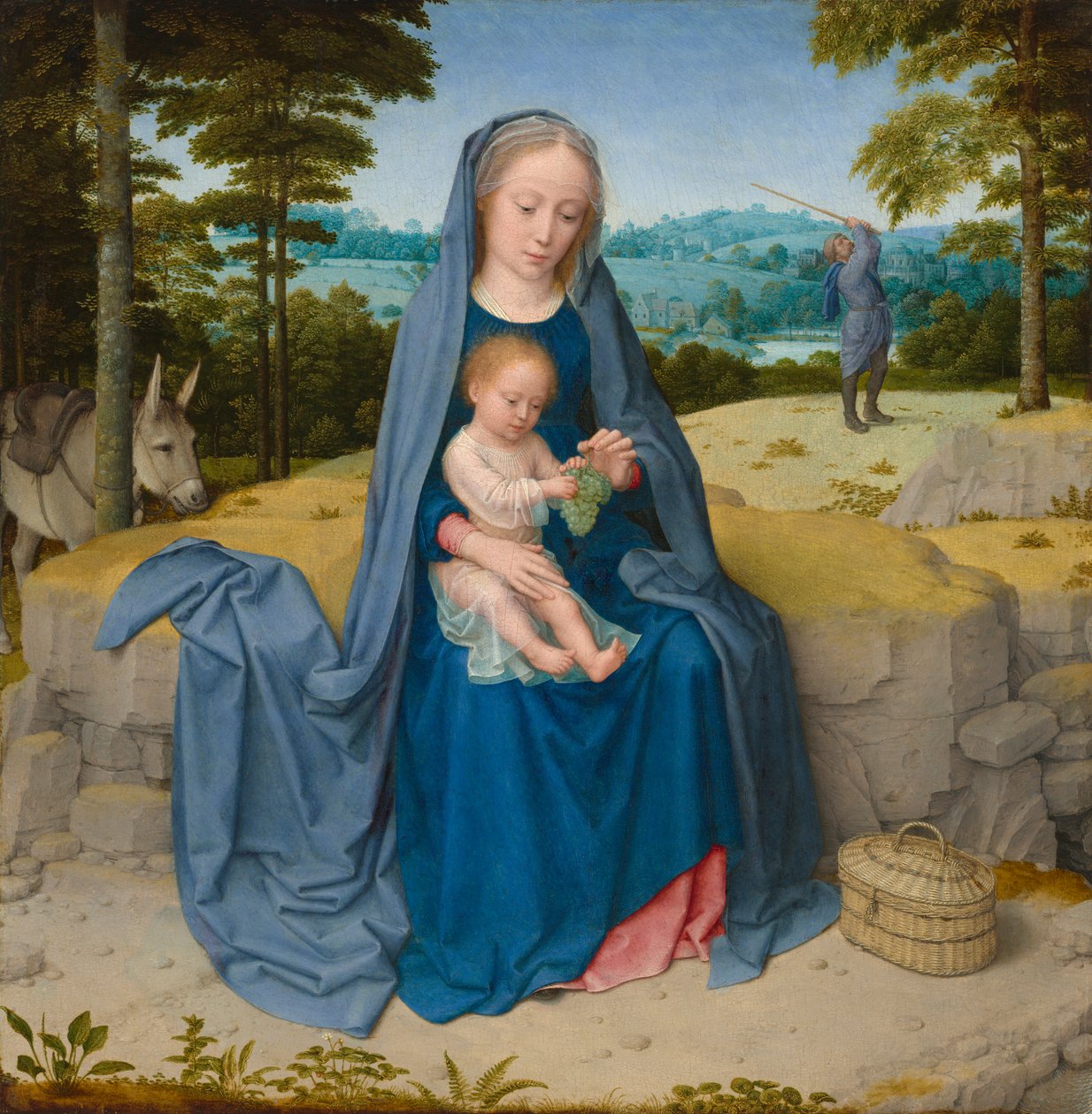 Lepää lennolla Egyptiin, n. 1510 (öljy paneelissa) tekijältä Gerard David