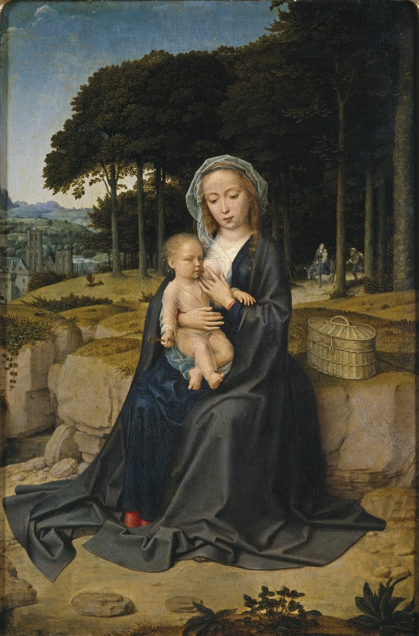 Lepää lennossa Egyptiin, noin 1515 tekijältä Gerard David