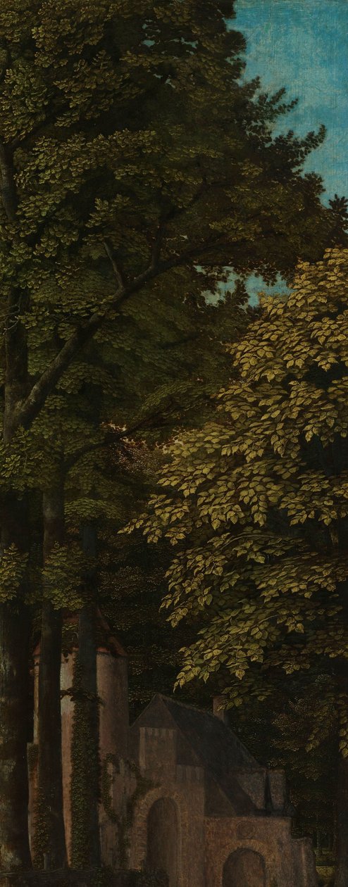 Näkymä metsässä, triptyykin vasen ulompi siipi tekijältä Gerard David