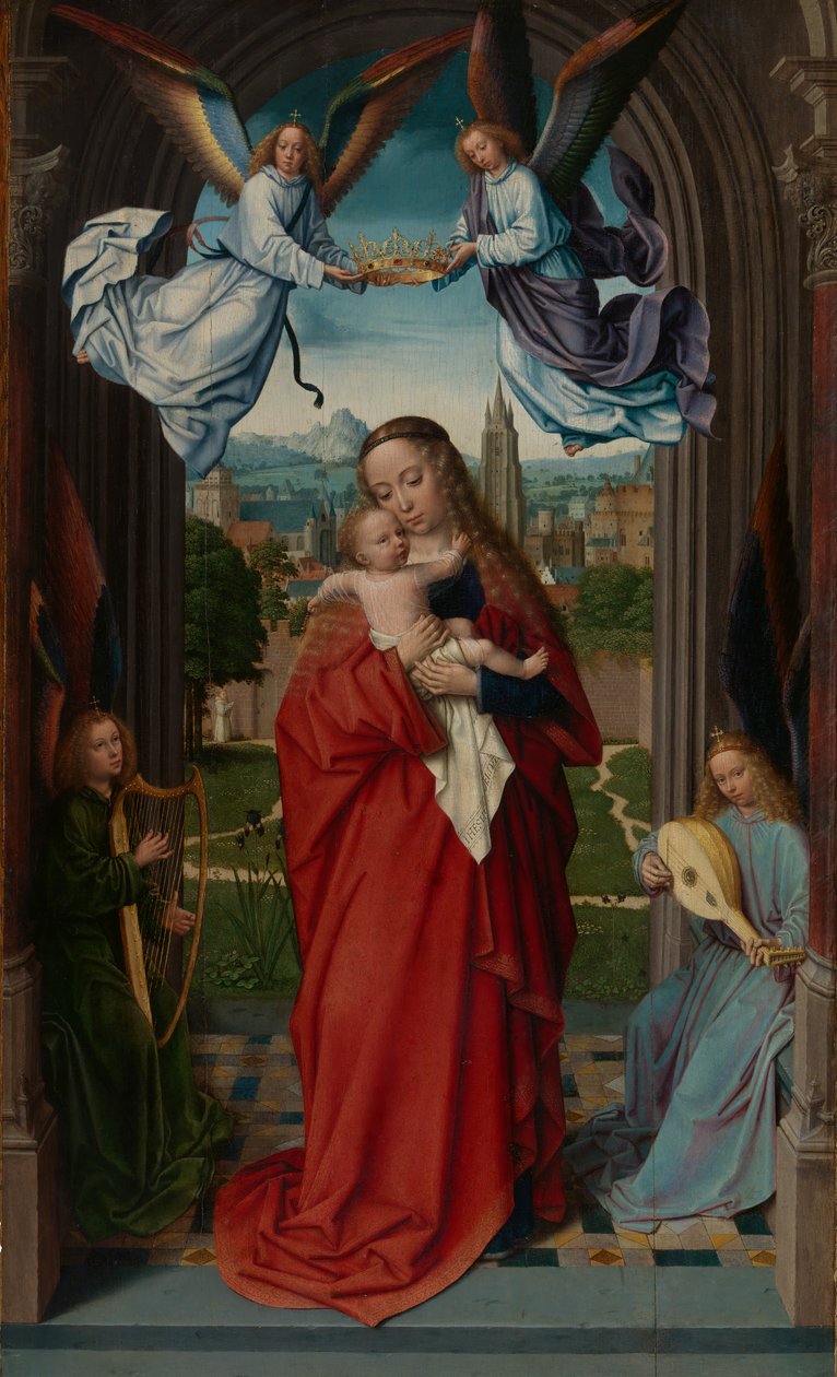 Neitsyt ja lapsi neljän enkelin kanssa, n. 1510-15. tekijältä Gerard David