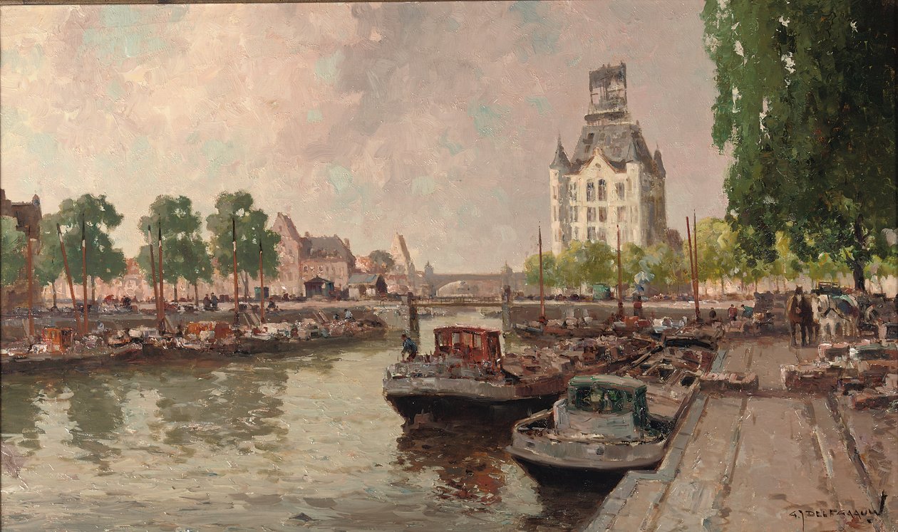 Näkymä Witte Huisille, Rotterdam (öljy kankaalle) tekijältä Gerard Delfgaauw