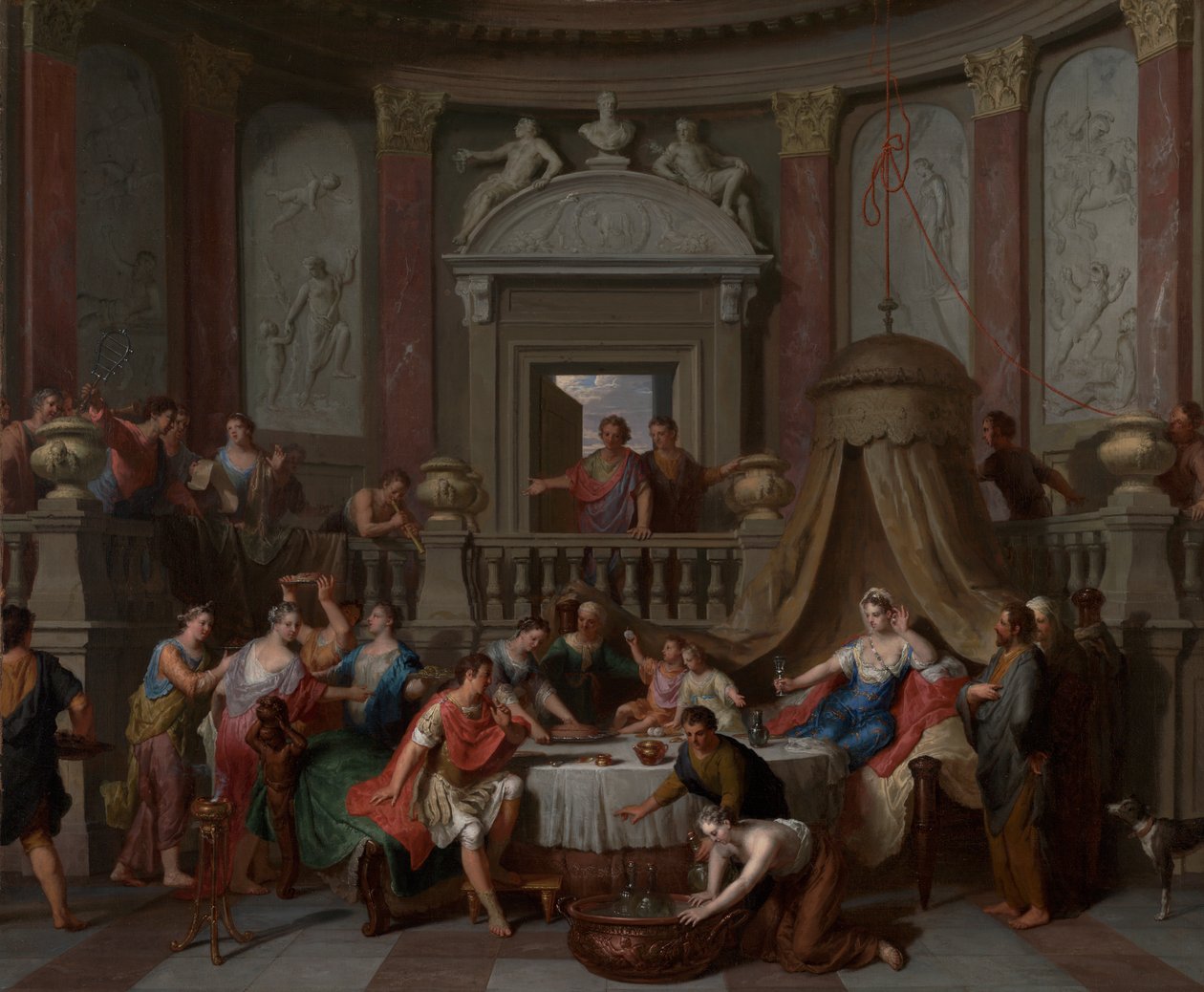 Kleopatran juhla, n. 1700 (öljy kankaalle) tekijältä Gerard Hoet
