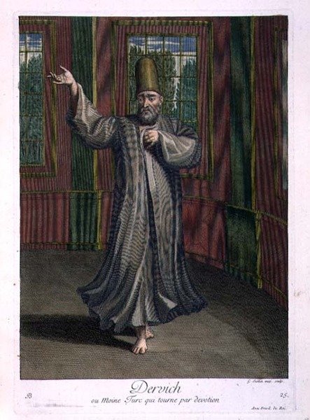 Dervish tai turkkilainen munkki, joka pyörii antaumuksella tekijältä Gerard Jean Baptiste Scotin