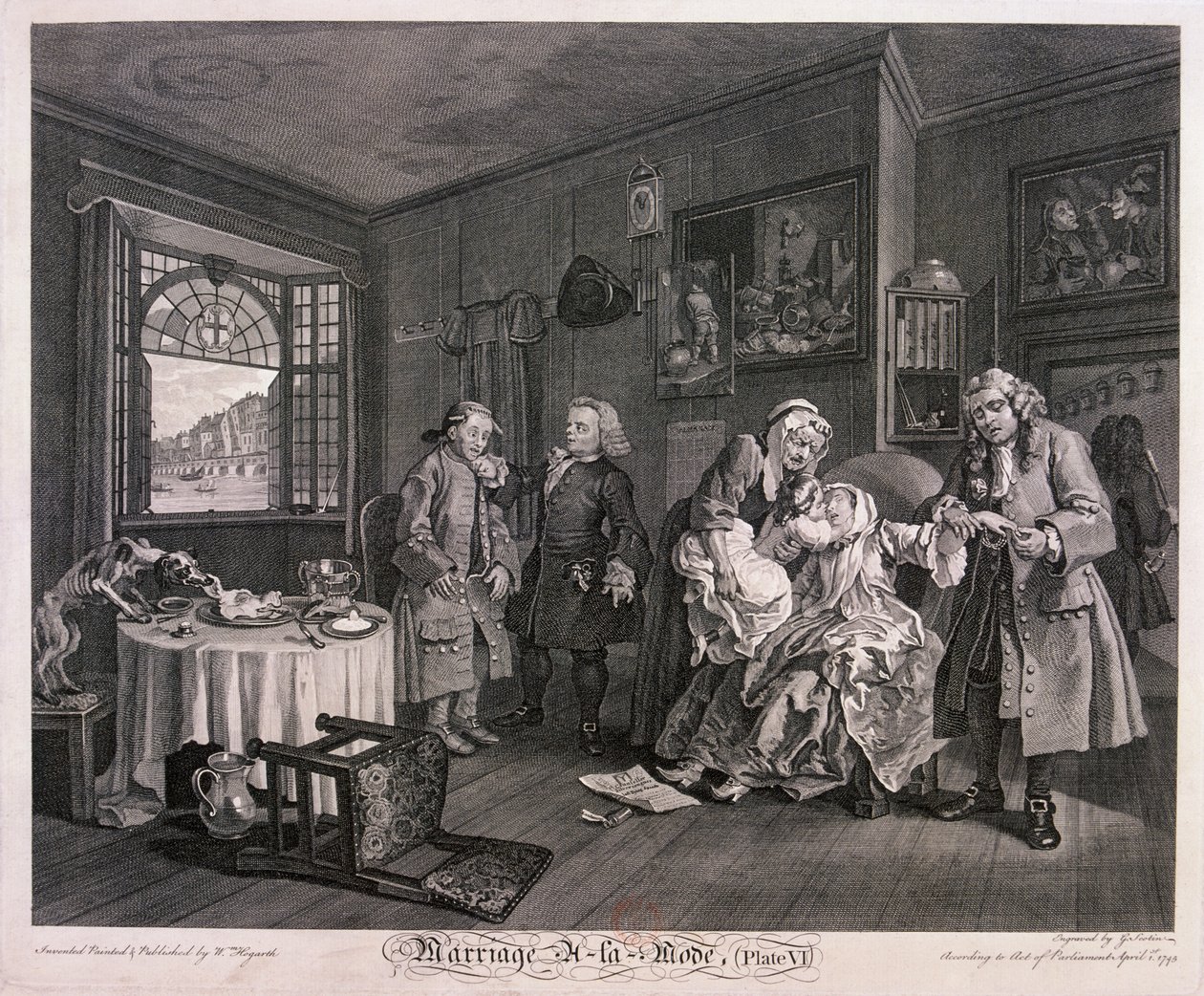 "Avioliitto a la mode, levy VI", 1745 tekijältä Gerard Jean Baptiste Scotin
