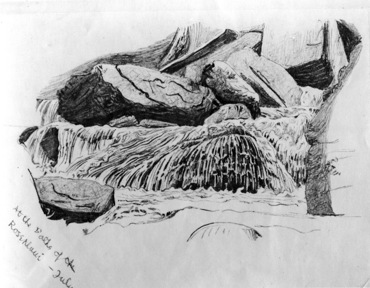 Rosenlauin kylpylöissä - heinäkuu, n. 1867 (kynä paperille) tekijältä Gerard Manley Hopkins