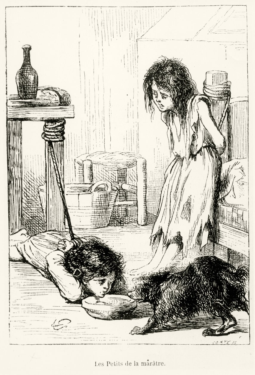 Säälittävät lapset, kuvitus "L"Annee Illustreesta, 1868 tekijältä Gerard Seguin