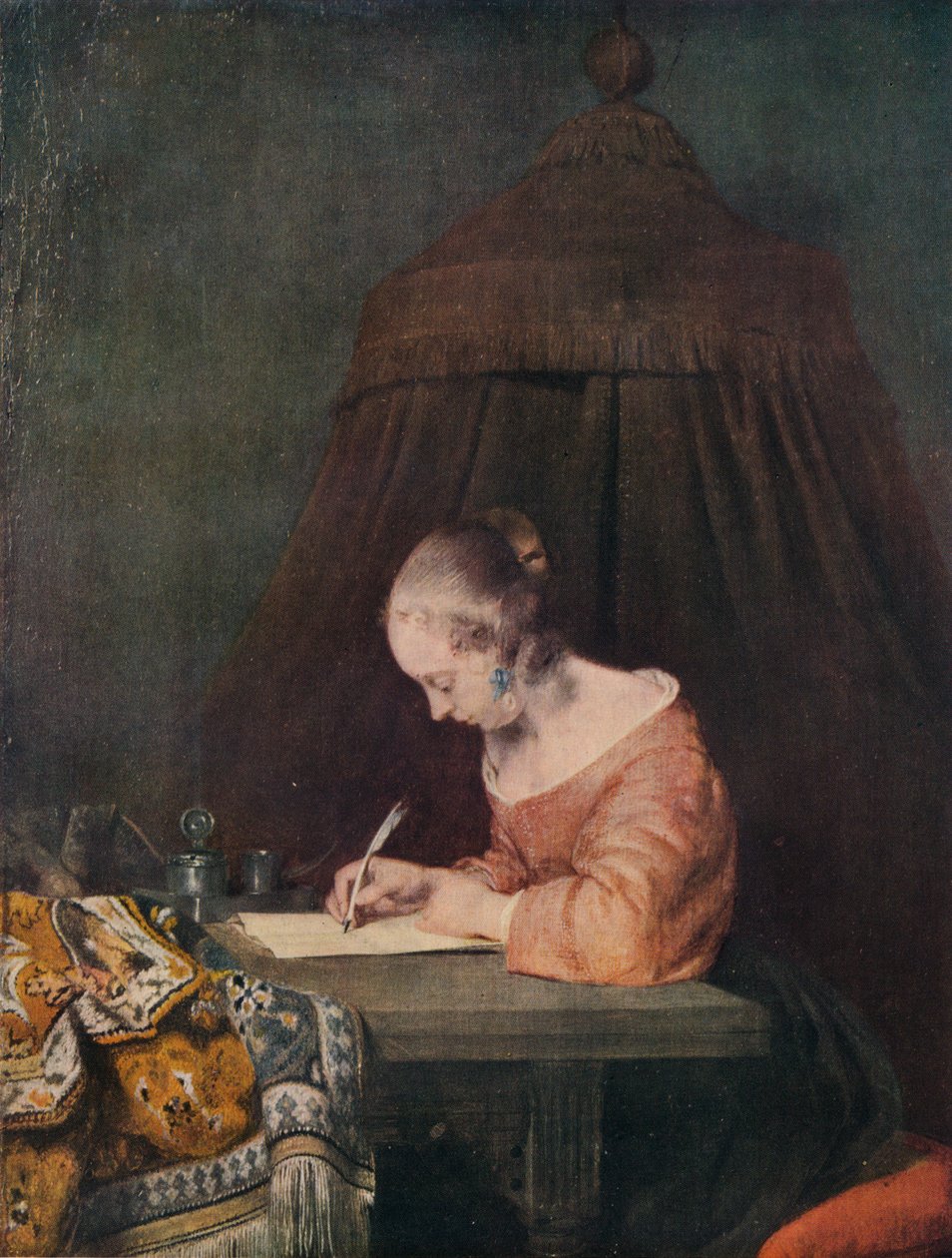 Nainen kirjoittamassa kirjettä, c1655, 1938 tekijältä Gerard Terborch II