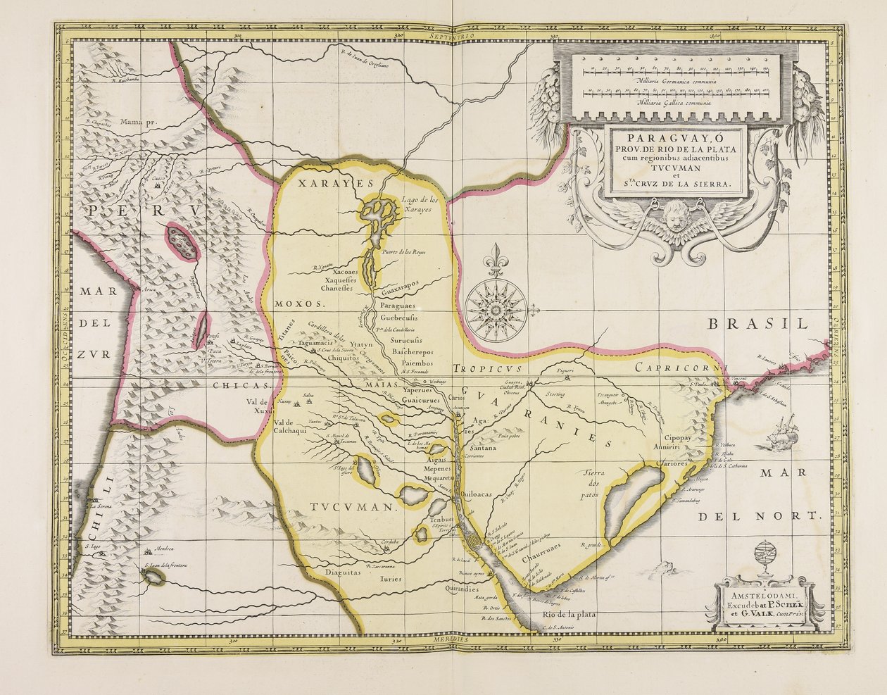 Paraguayo prov. de Rio de la Plata cum regionibus adiacentibus Tucuman et S.ta Cruz de la Sierra tekijältä Gerard Valck