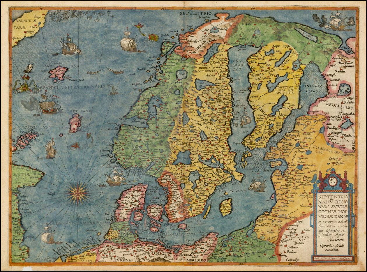 Gerard de Joden vuonna 1593 laatima Pohjois-Euroopan kartta. tekijältä Gerard de Jode