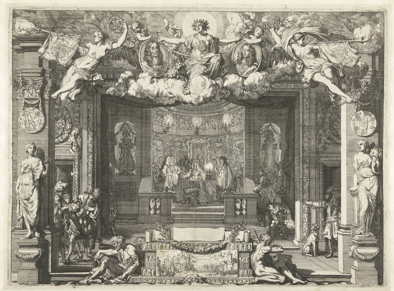 Westminsterin sopimuksen allegoria Allegoria rauhasta Englannin ja Yhdistyneen Alankomaiden välillä, 1674 tekijältä Gerard de Lairesse