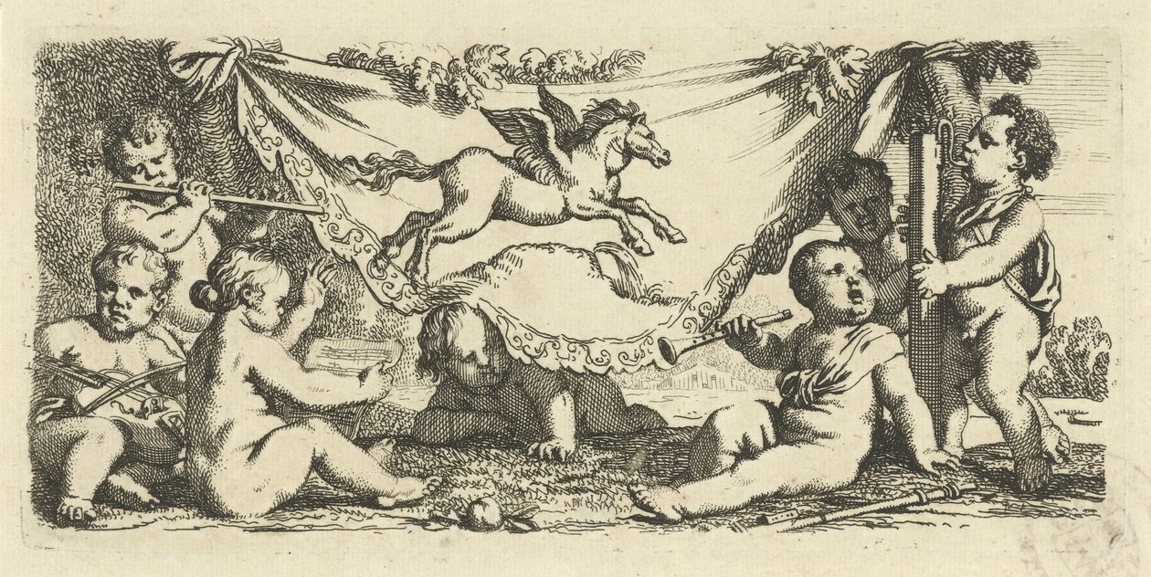 Putti tekee musiikkia Pegasuksen kanssa tekijältä Gerard de Lairesse
