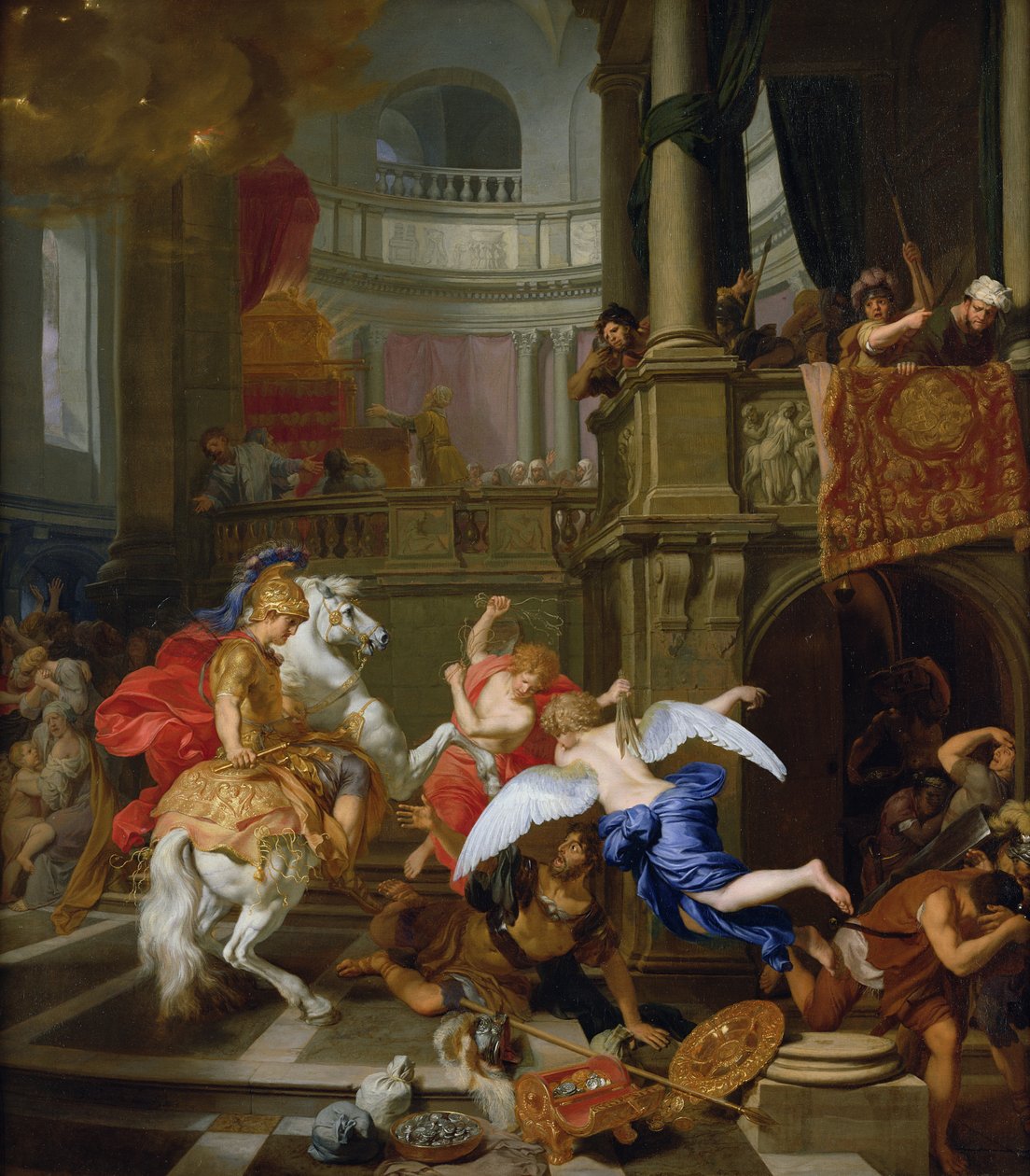 Heliodoruksen karkottaminen temppelistä, 1674 tekijältä Gerard de Lairesse