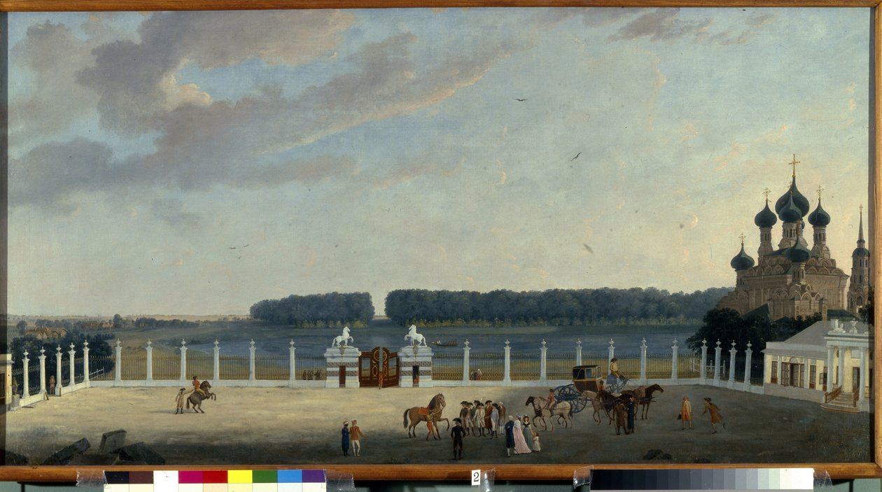 Näkymä Ostankinon palatsin (Moskova) ikkunoista (näkymä Ostankinon palatsin ikkunoista). Gerard de la Barthen maalaus (toimii 1787-1810), öljy kankaalle, noin 1790. 1700-luvun ranskalaista taidetta. Venäjän valtionmuseo, Pietari. tekijältä Gerard de la Barthe