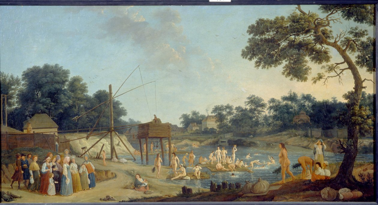 Näkymä Serebryanicheskaya-kylpylöistä Moskovassa, Gerard de la Barthen öljy kankaalle - Venäjän valtionmuseo, Pietari tekijältä Gerard de la Barthe