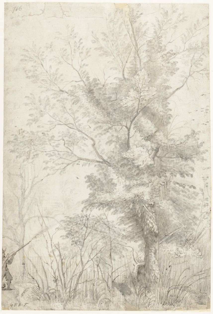 Villa Madaman metsä Rooman ulkopuolella ampuvan metsästäjän kanssa tekijältä Gerard ter Borch