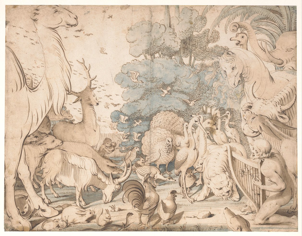 Orpheus lumoaa eläimet pelillään tekijältä Gerard ter Borch