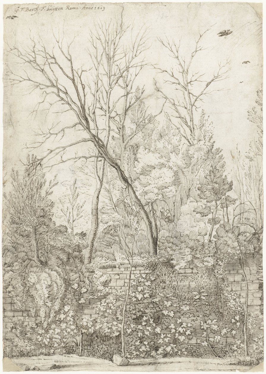 Villa Madaman puutarha Rooman ulkopuolella tekijältä Gerard ter Borch
