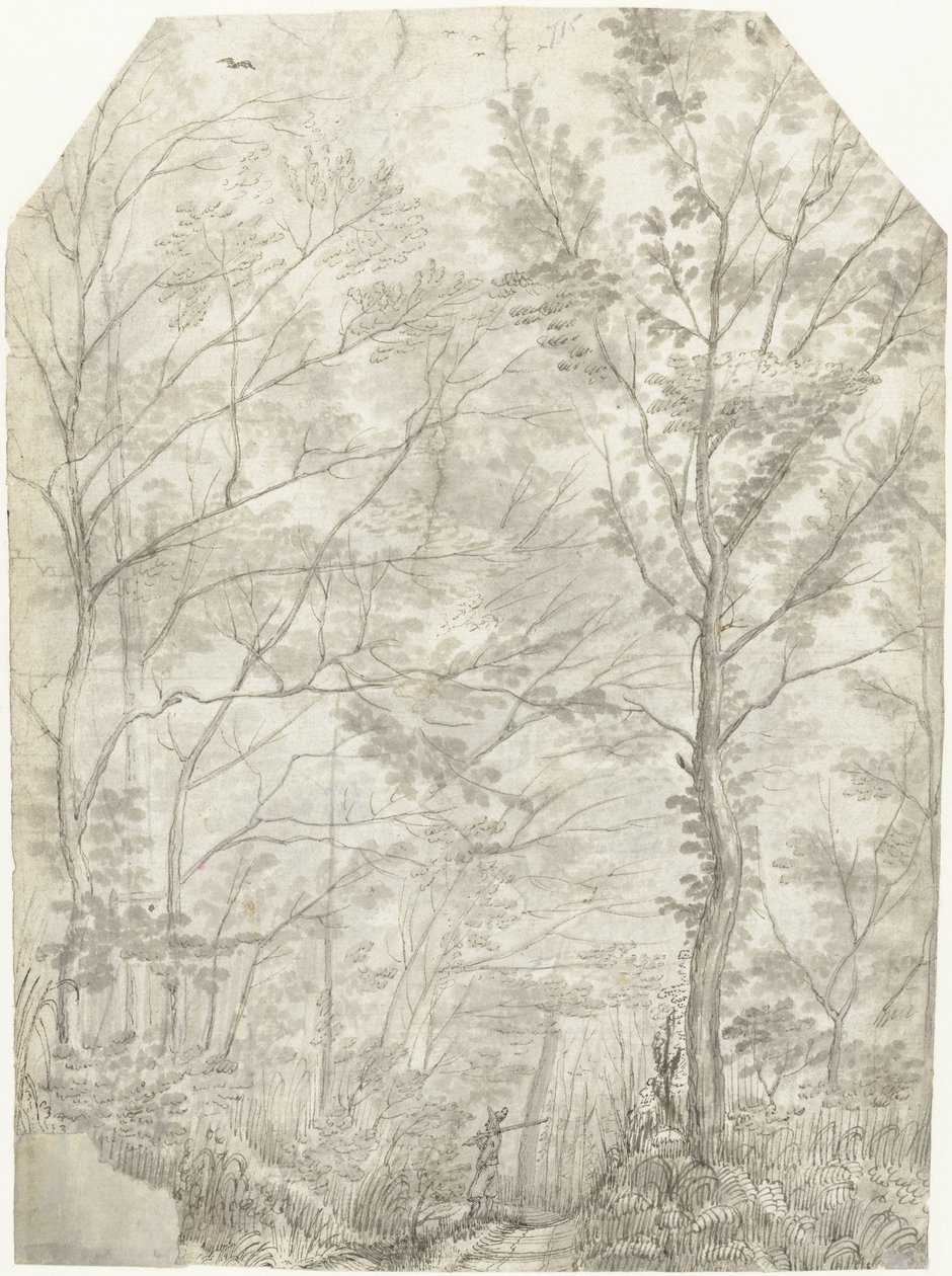 Villa Madaman metsä Rooman ulkopuolella, metsästäjän kanssa tekijältä Gerard ter Borch (I)