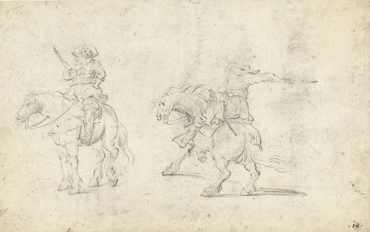 Acaben dos soldats a cavall tekijältä Gerard ter Borch (II) (possibly)