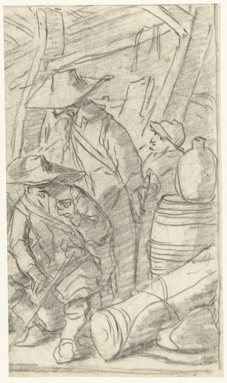 Kolme miestä armeijan leirillä tekijältä Gerard ter Borch (II)