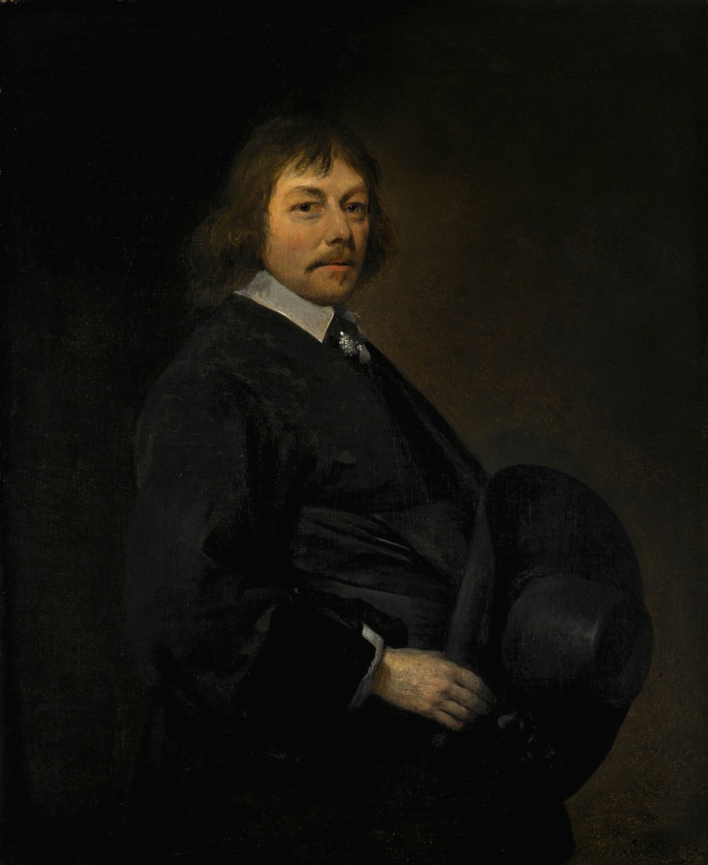 Muotokuva miehestä, joka pitää hattua tekijältä Gerard ter Borch