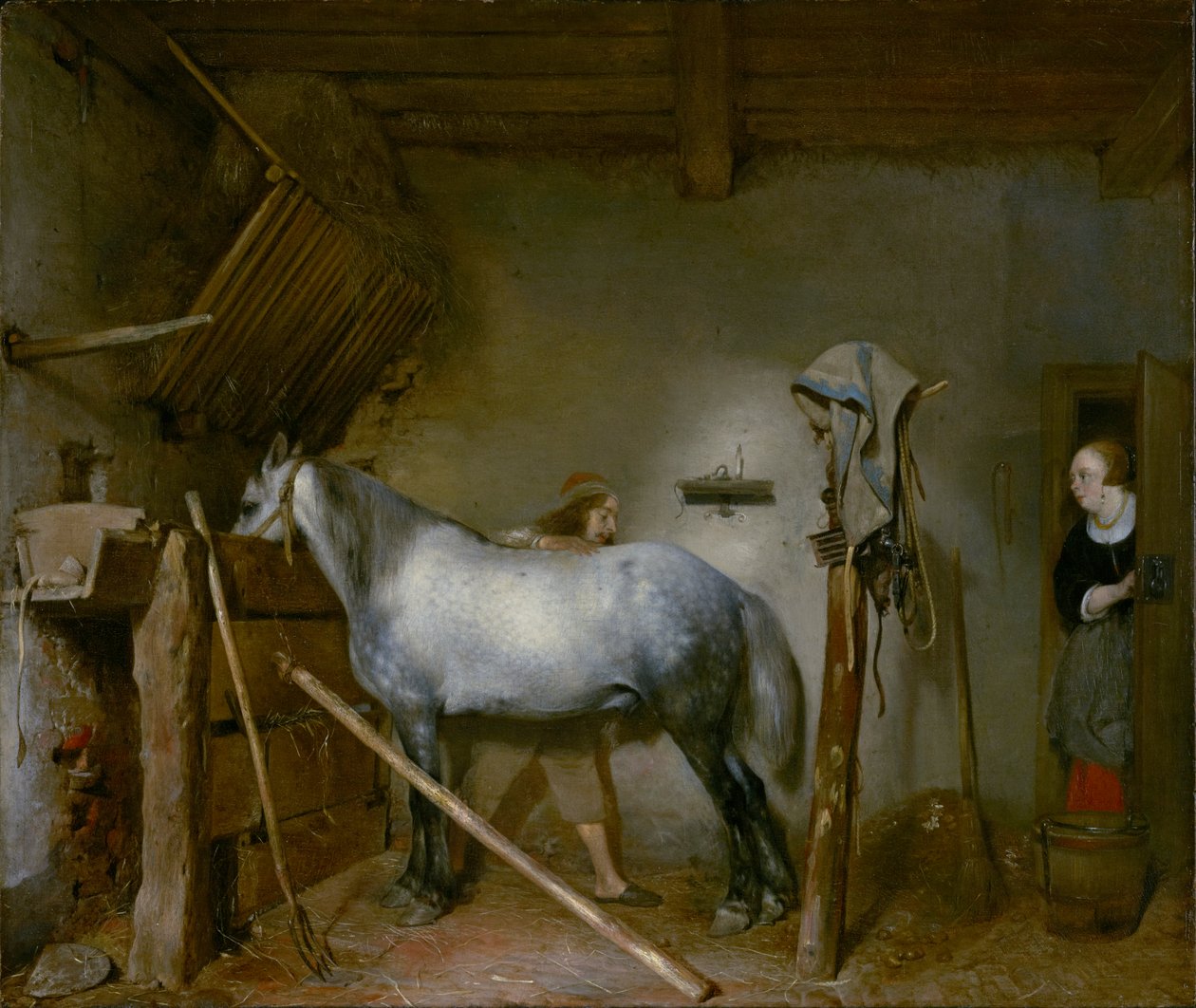 Hevonen tallissa, noin 1652-54 tekijältä Gerard ter Borch