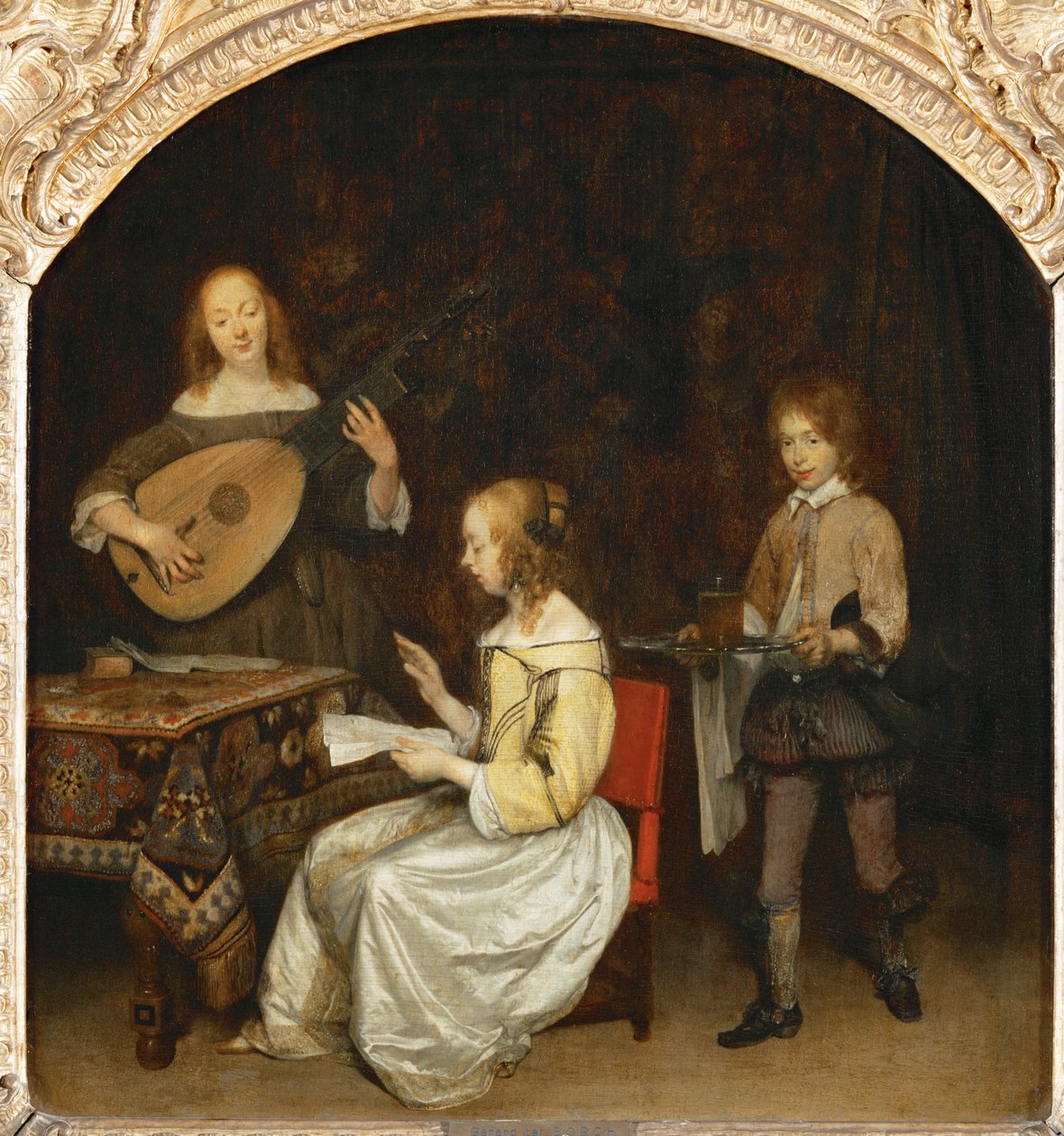 Konsertti: laulaja ja teorbo-huilunsoittaja ... tekijältä Gerard ter Borch or Terborch