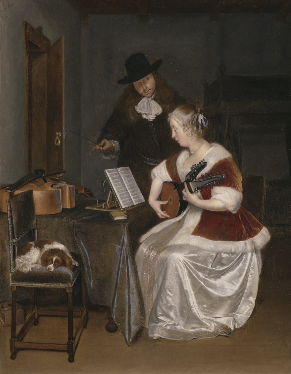 Musiikkitunti, n. 1670 tekijältä Gerard ter Borch