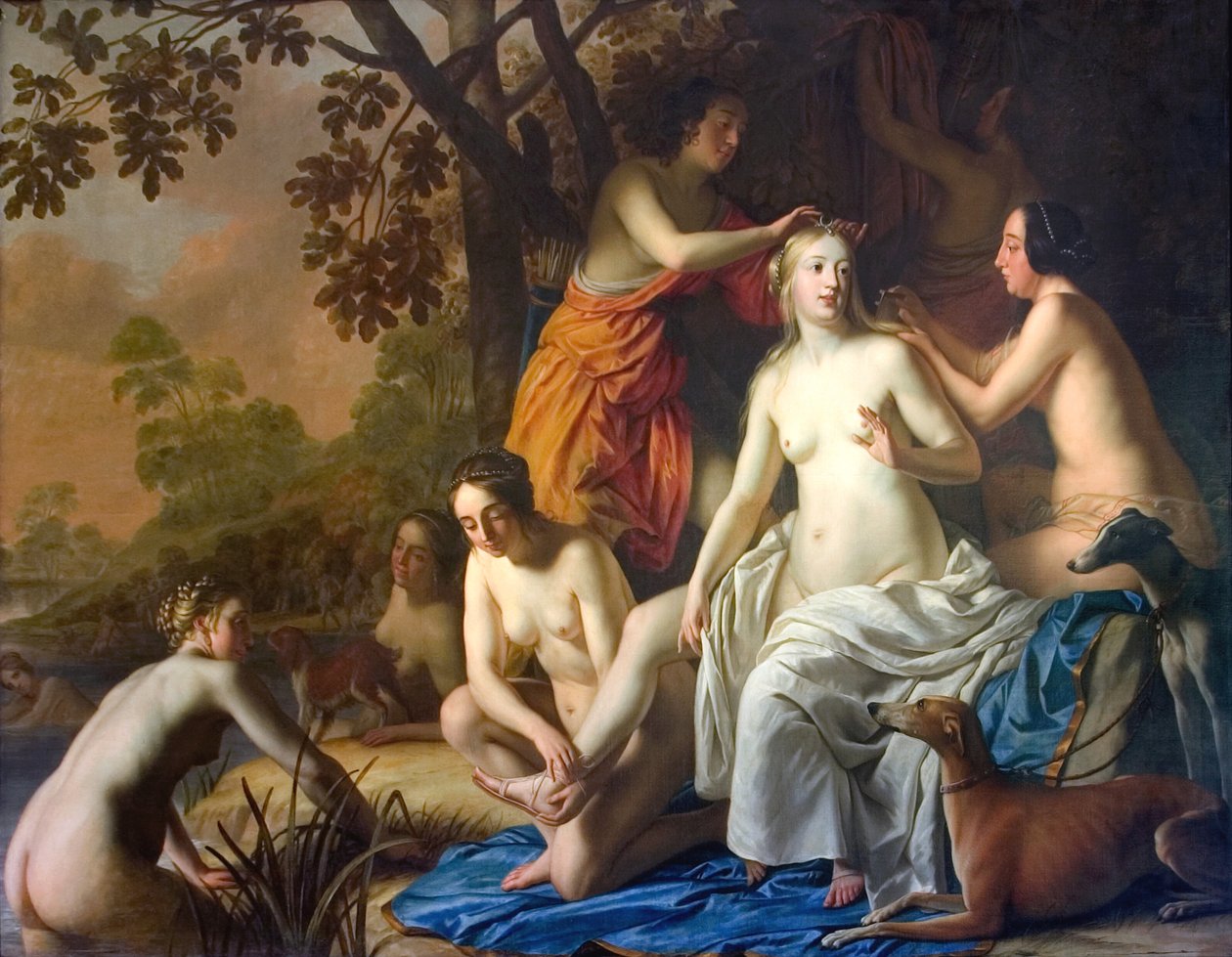 Diana nymfiensä kanssa tekijältä Gerard van Honthorst