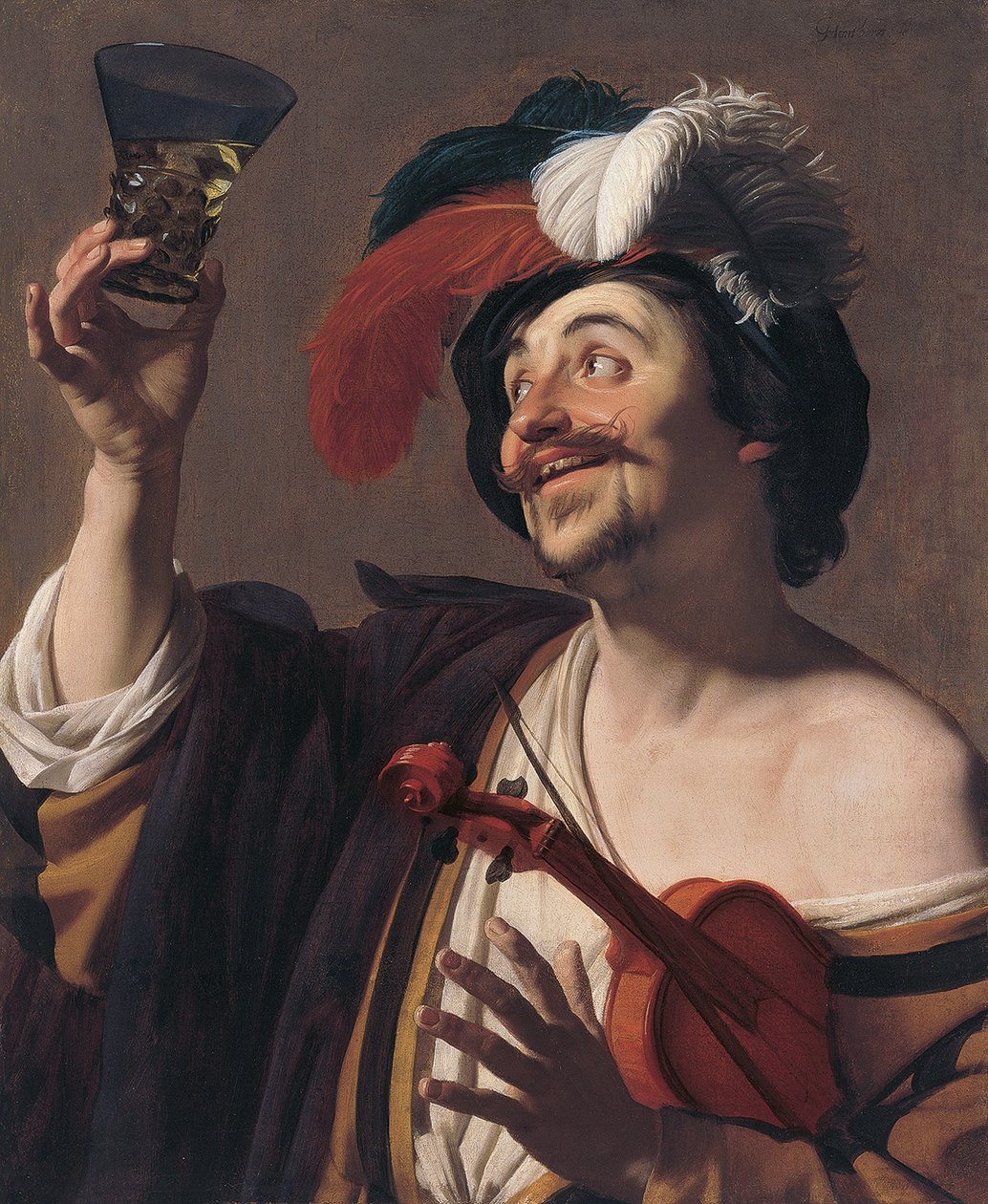 Iloinen viulisti tekijältä Gerard van Honthorst