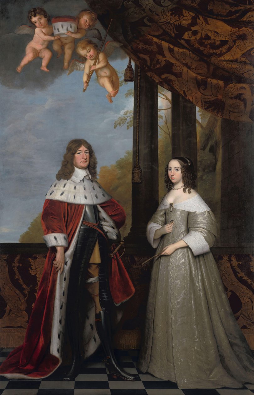Brandenburgin vaaliruhtinas Friedrich Wilhelm (1620-88) ja hänen vaimonsa Louise Henriette (1627-67), Orange-Nassaun kreivitär, muotokuva tekijältä Gerard van Honthorst