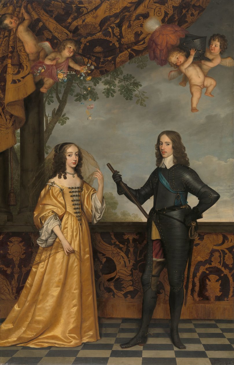 Oranssin prinssin Willem II:n (1626-1650) ja hänen vaimonsa Mary Stuartin (1631-1660) muotokuva tekijältä Gerard van Honthorst