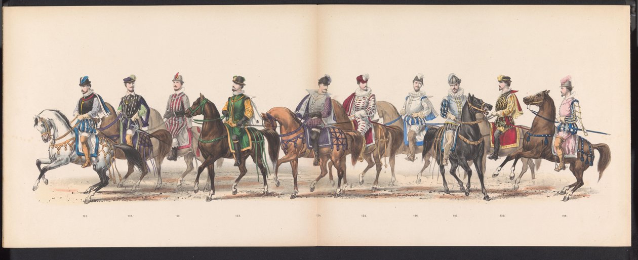 Leidenin opiskelijoiden naamiaiset, 1870 (levy 10) Leidenin opiskelijakunnan jäsenten pukukulkue 7. kesäkuuta 1870 Leidsche Hoogeschool -koulun 295-vuotisjuhlan kunniaksi, ja se kuvaa vierailua Leideniin tekijältä Gerardus Johannes Bos