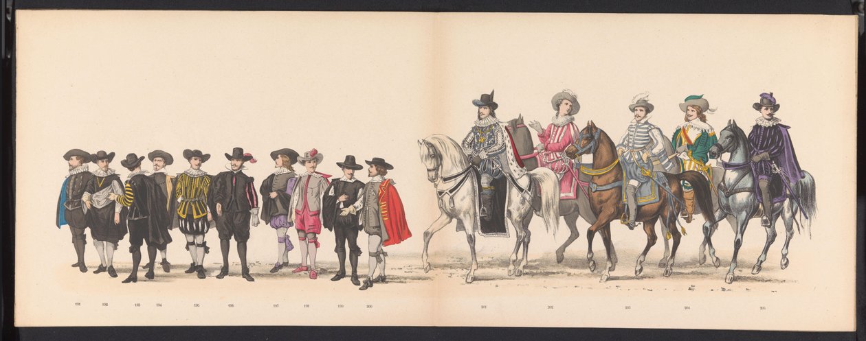 Leidenin opiskelijoiden naamiaiset, 1875 (levy 13) Leidenin ylioppilaskunnan jäsenten pitämä naamiainen 15. kesäkuuta 1875 Leidsche Hoogeschoolin 300-vuotisjuhlan kunniaksi, joka kuvaa Leidsche Hoogeschoolia, joka on kuvattu tekijältä Gerardus Johannes Bos