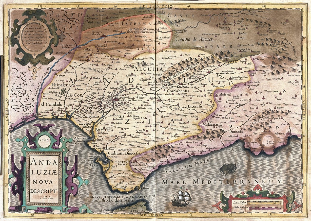 Andalusia, Espanja (kaiverrus tekijältä Gerardus Mercator