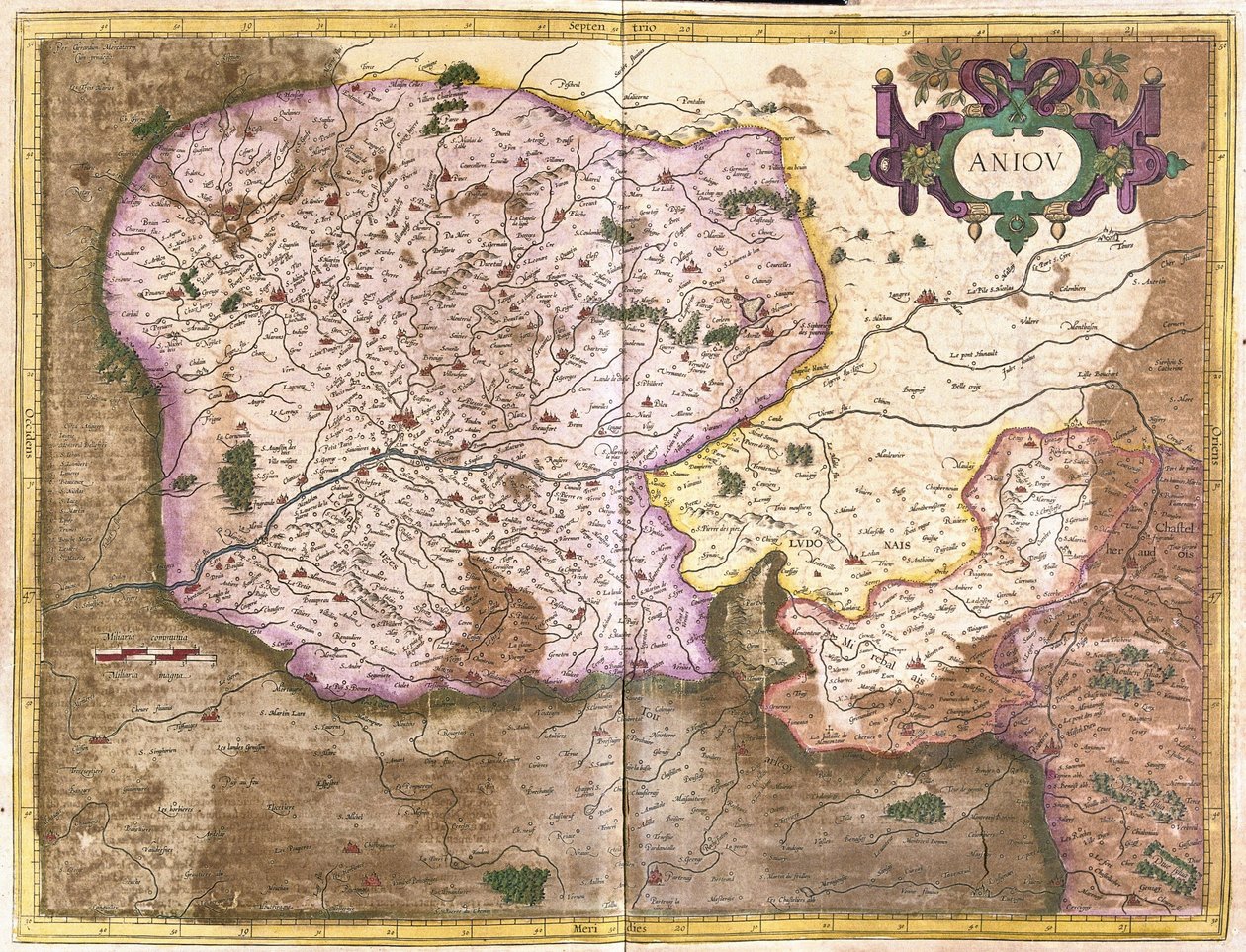 Anjou, Loiren maat, Ranska (kaiverrus tekijältä Gerardus Mercator