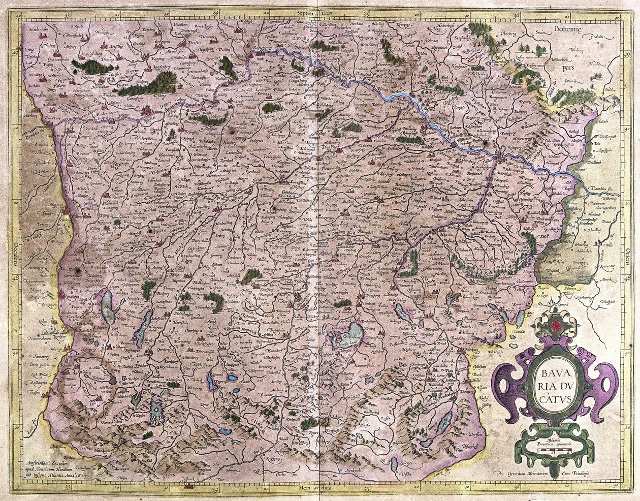 Baijeri, Saksa (kaiverrus tekijältä Gerardus Mercator