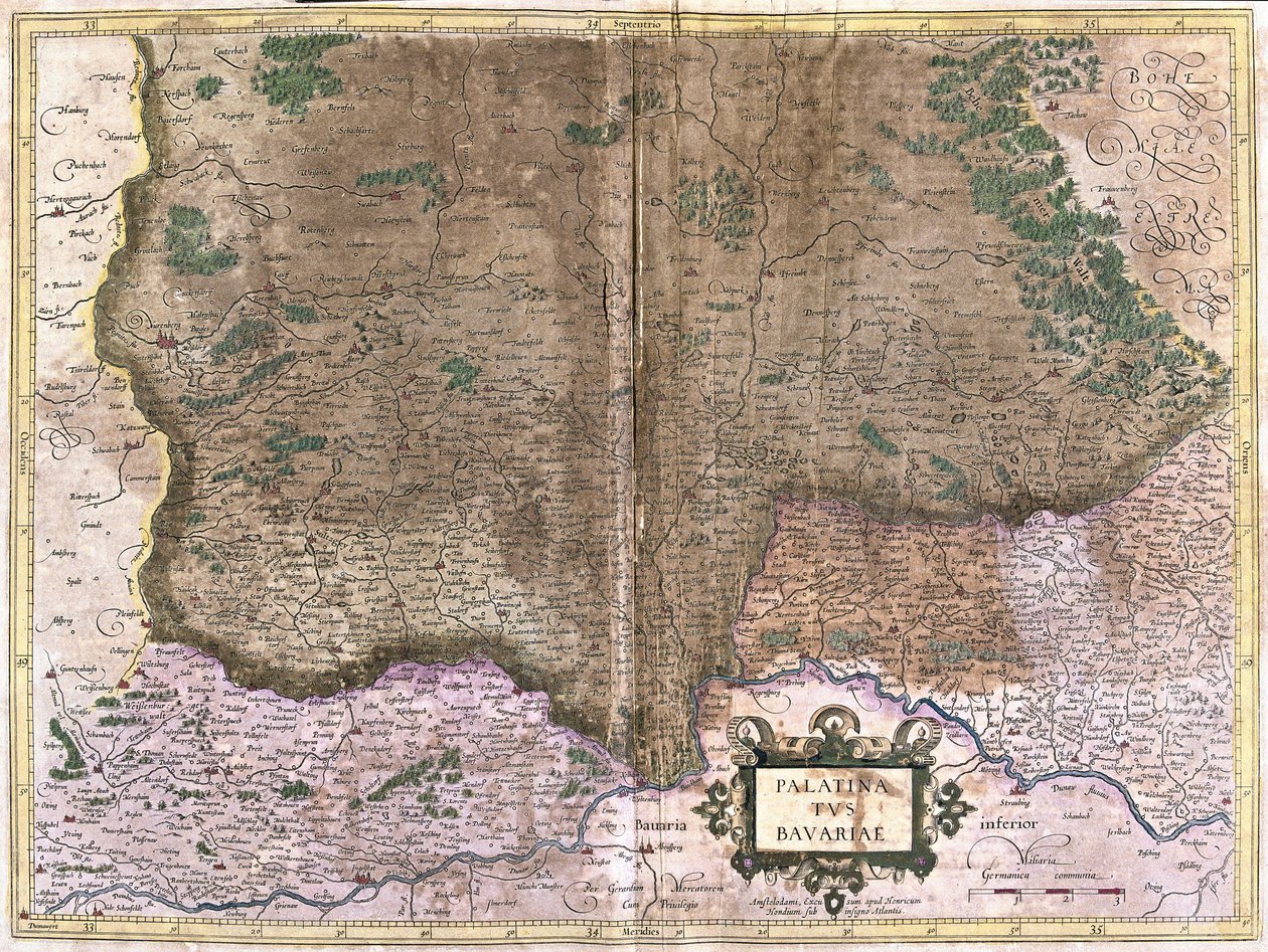 Bayern, Saksa (kaiverrus tekijältä Gerardus Mercator