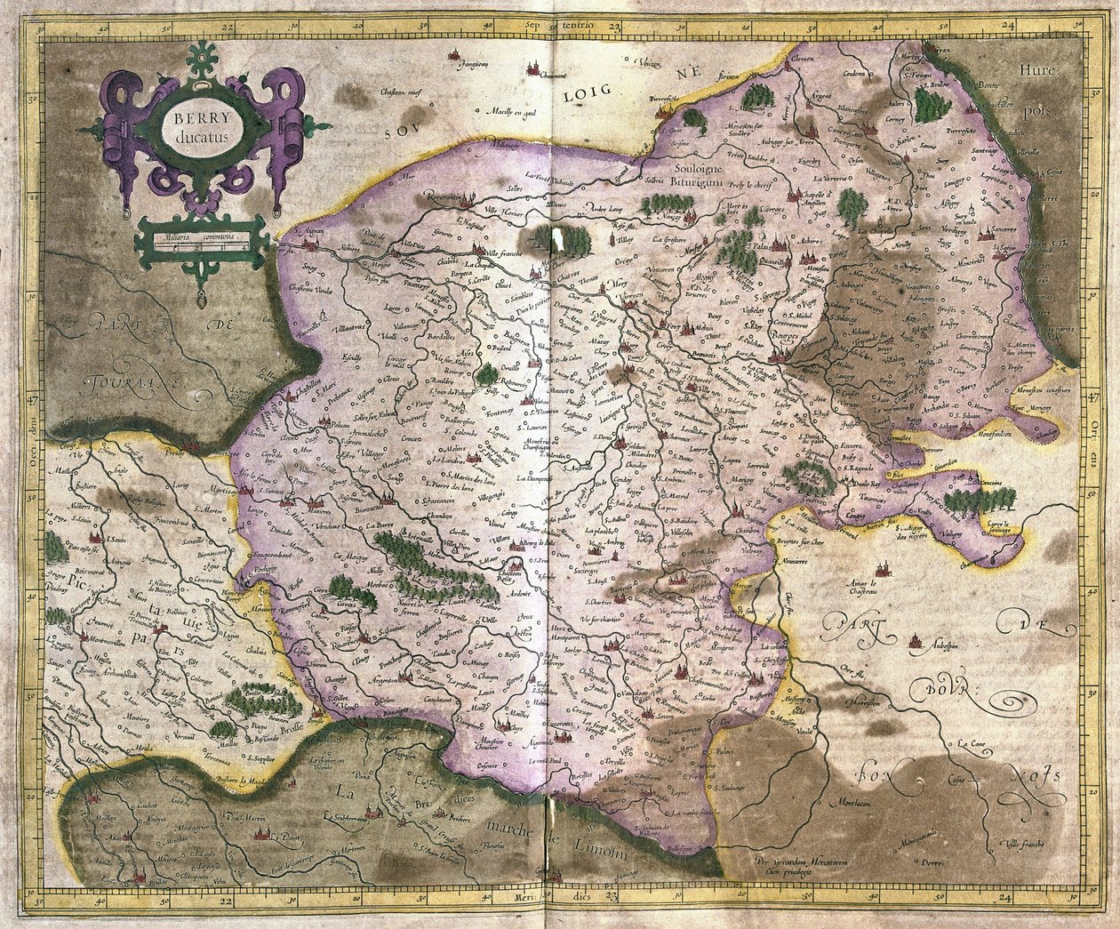Bourges (Loiren laakso), Ranska (kaiverrus tekijältä Gerardus Mercator