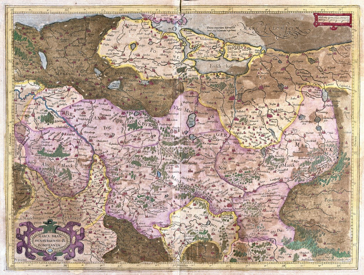 Brandenburg ja Berliini, Saksa (kaiverrus tekijältä Gerardus Mercator