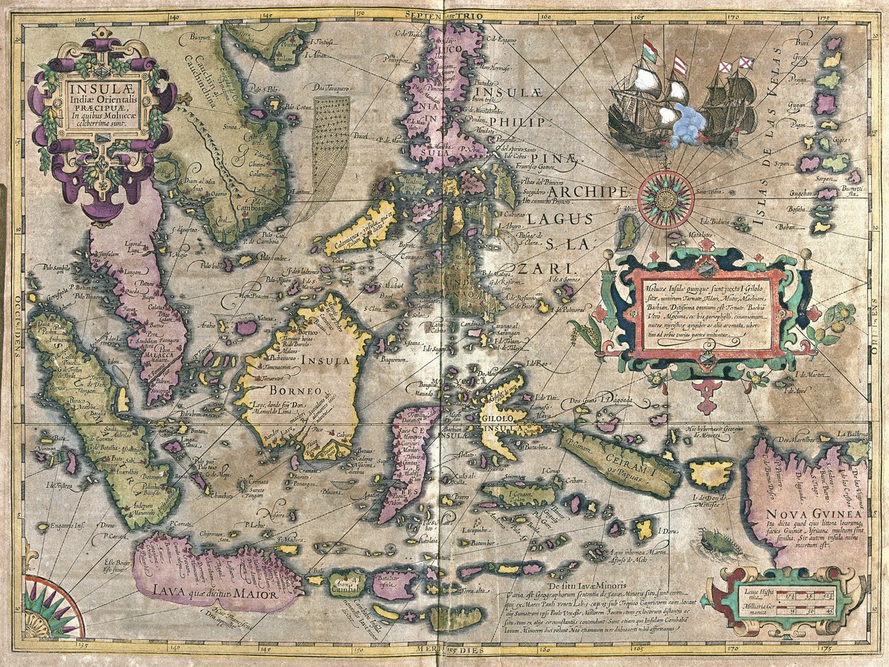 Itä-Intia Borneon ja Filippiinien kanssa (kaiverrus tekijältä Gerardus Mercator