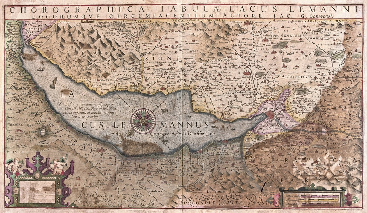 Geneve Lake, Sveitsi (kaiverrus tekijältä Gerardus Mercator
