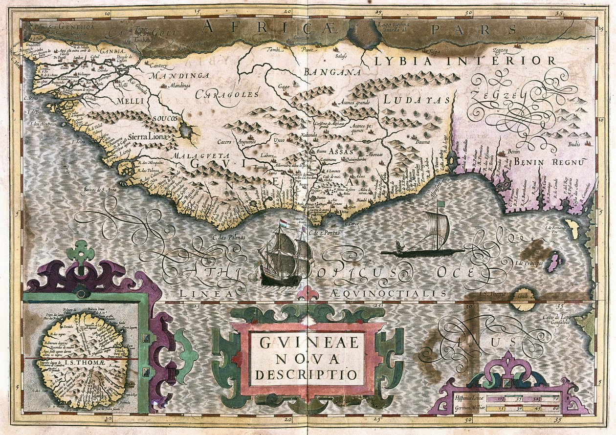 Guinea, Lybia - Afrikka (kaiverrus tekijältä Gerardus Mercator