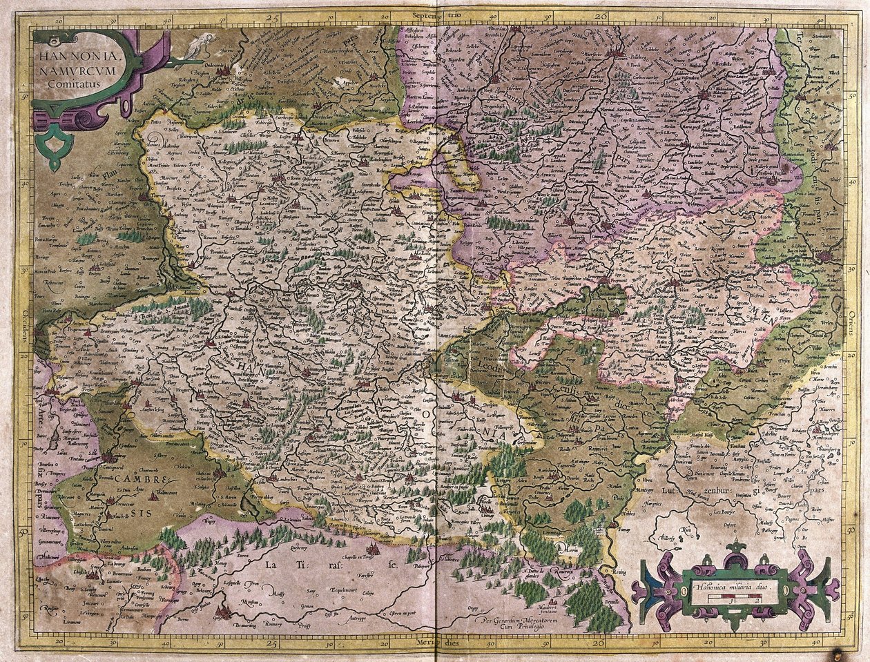Hainaut, Namur, Belgia (kaiverrus tekijältä Gerardus Mercator