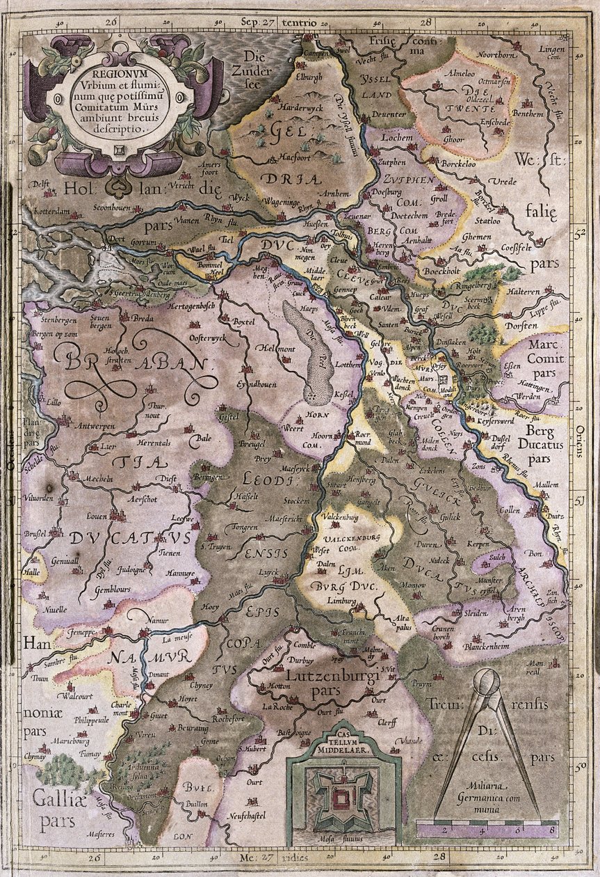 Hollanti ja Brabant, Belgia (kaiverrus tekijältä Gerardus Mercator