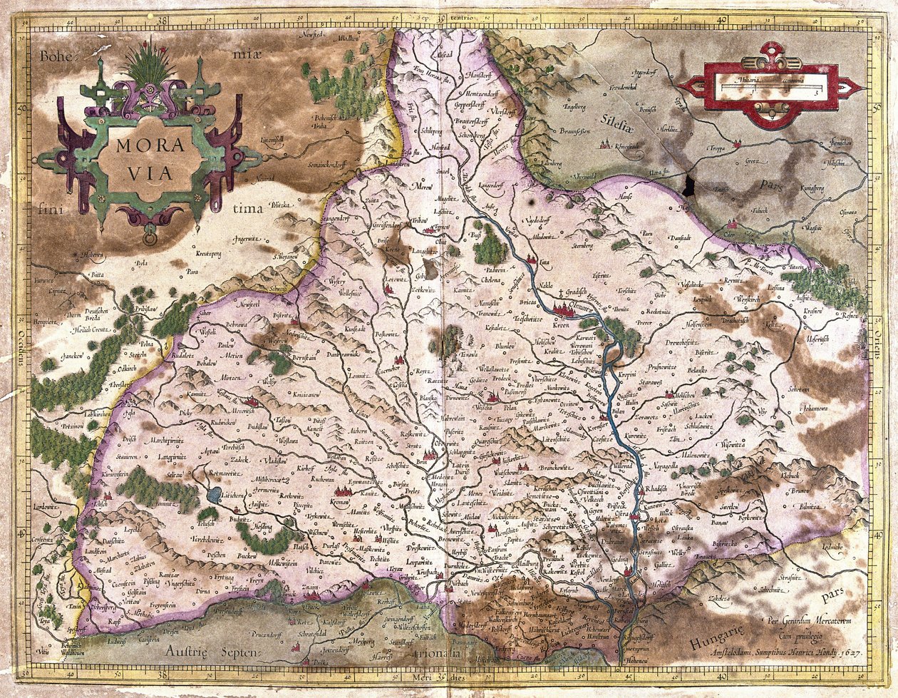 Moravia, Tšekki (kaiverrus tekijältä Gerardus Mercator