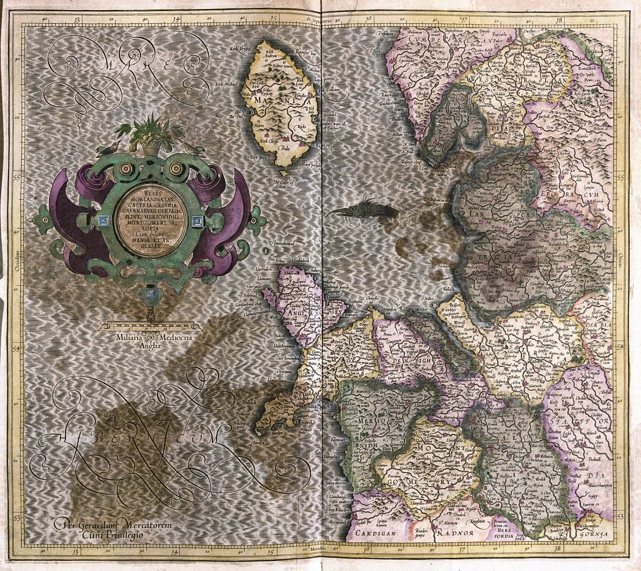 Luoteis-Englannissa (kaiverrus tekijältä Gerardus Mercator