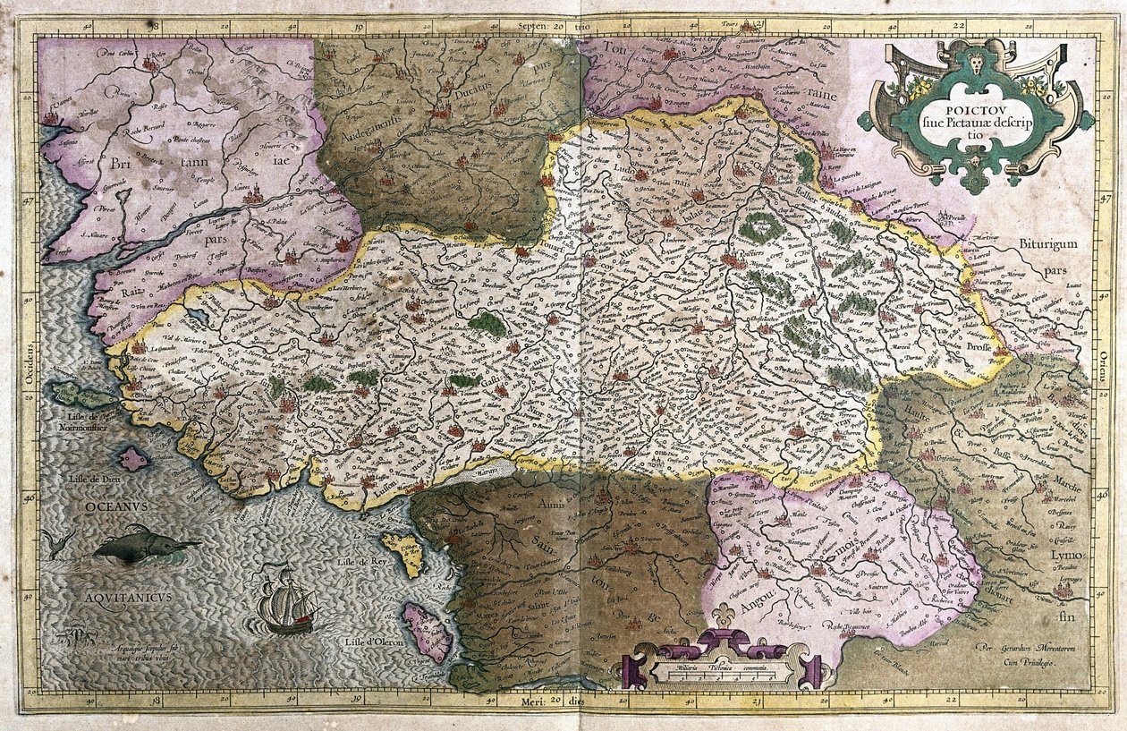 Poitou, Ranska (kaiverrus tekijältä Gerardus Mercator